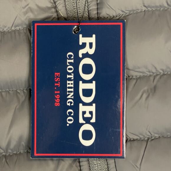 Rodeo Clothing Co Vest Mens M Dark Gray Puffer Quilted Full Zip Mock Neck Jacket - Picture 8 of 11